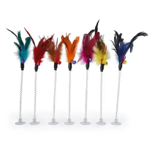 [B0000001668] - Cat Toy Chicken Feather & Suction Cup ចង្កឹះឆ្មាមានជប់